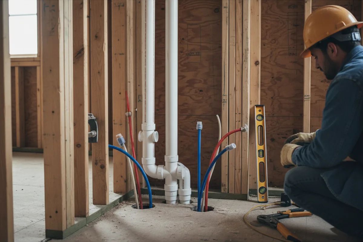 Drain and supply rough-in during Sump Pump Repair in Brooker
